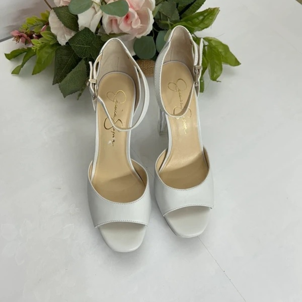 Elegant White Open-Toe Heels